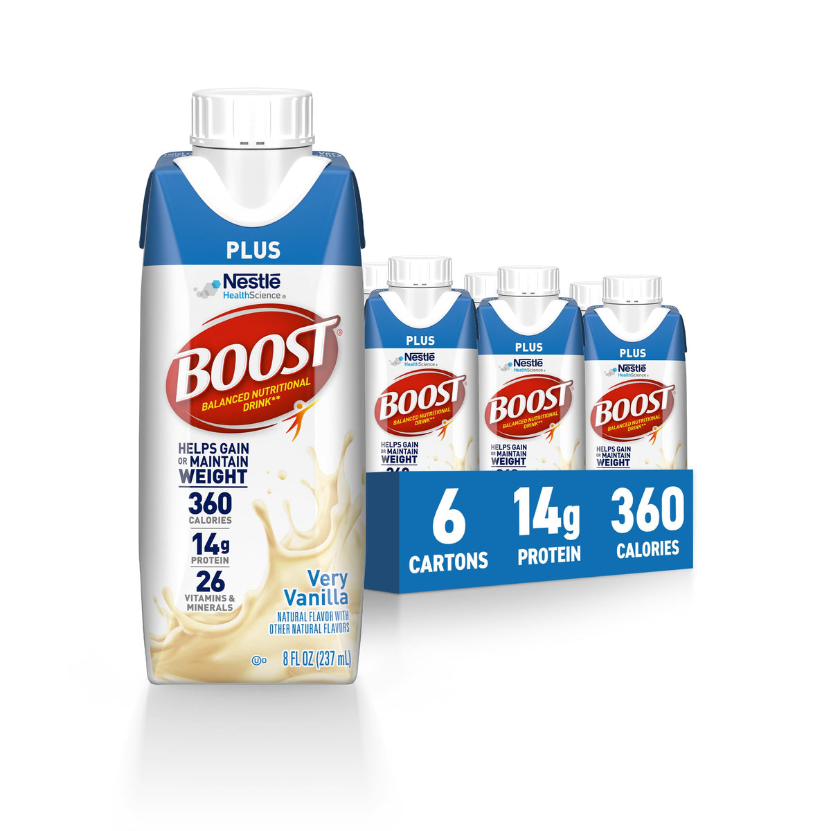 BOOST Plus Ready to Drink Nutritional Drink, Very Vanilla, 24 Pack
