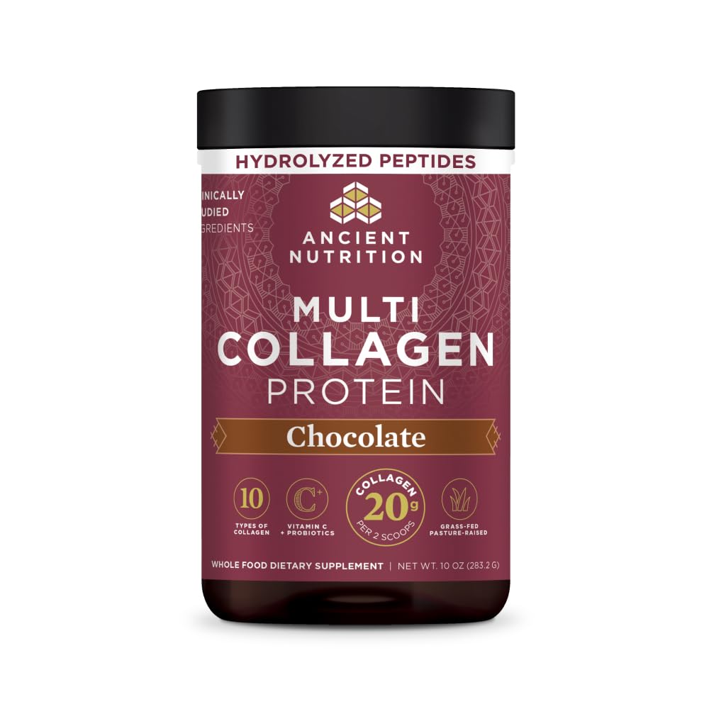 Ancient Nutrition Collagen Peptides Powder, Multi Collagen Protein, Women & Men, Vitamin C, Probiotics, Hydrolyzed Collagen, Supports Skin, Joints, Gut Health, Unflavored (40 Servings)