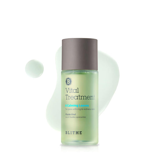 Blithe Korean Skin Care Products 6 Leaves Clear Essence for Rosacea & Redness Relief, BHA Toner Cooling Moisturizer for Face, Blackhead Treatment, Evening Primrose Wintergreen Green Tea 1.83 Oz