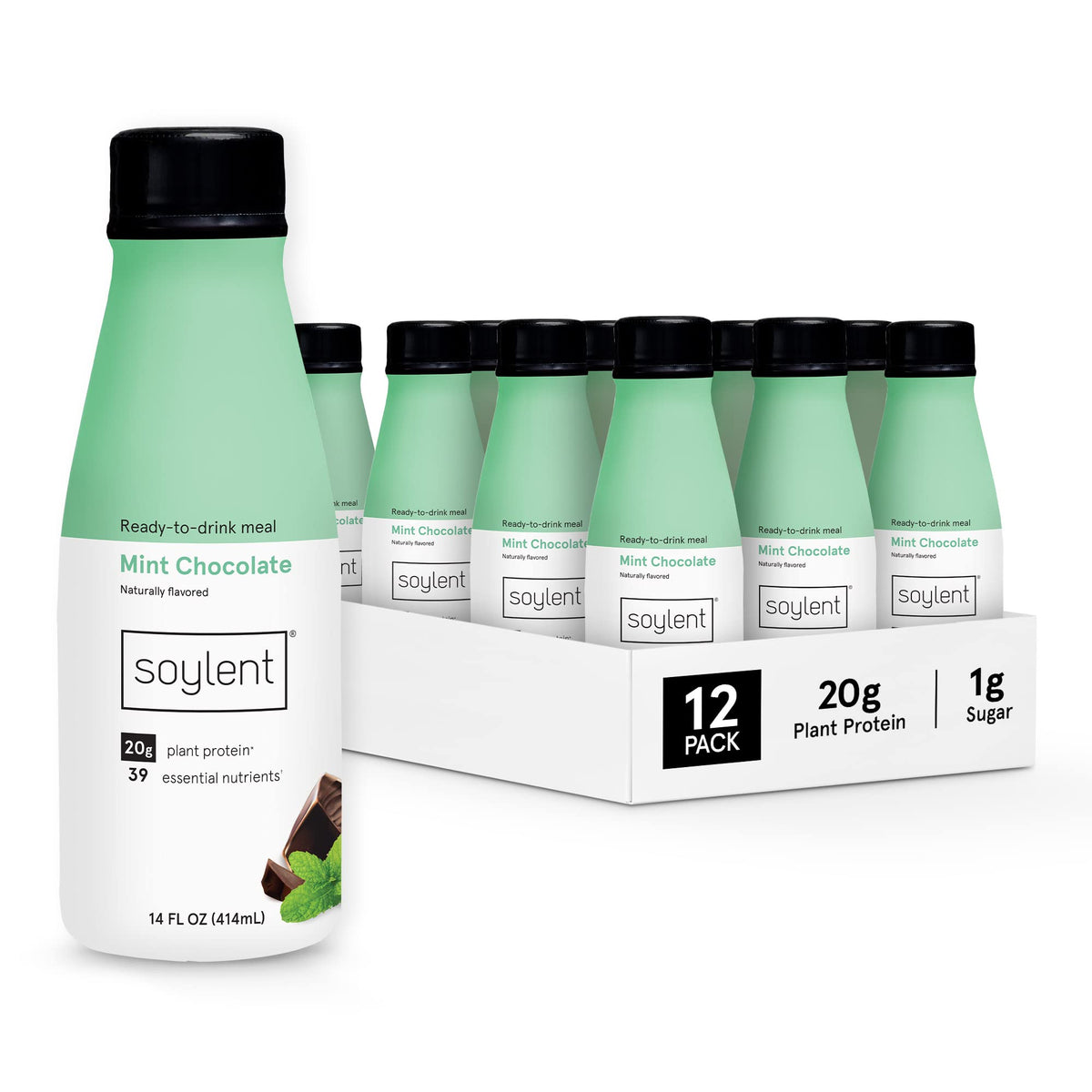 Soylent Banana Meal Replacement Shake, Ready-to-Drink Plant Based Protein Drink, Contains 20g Complete Vegan Protein and 1g Sugar, 14oz, 12 Pack