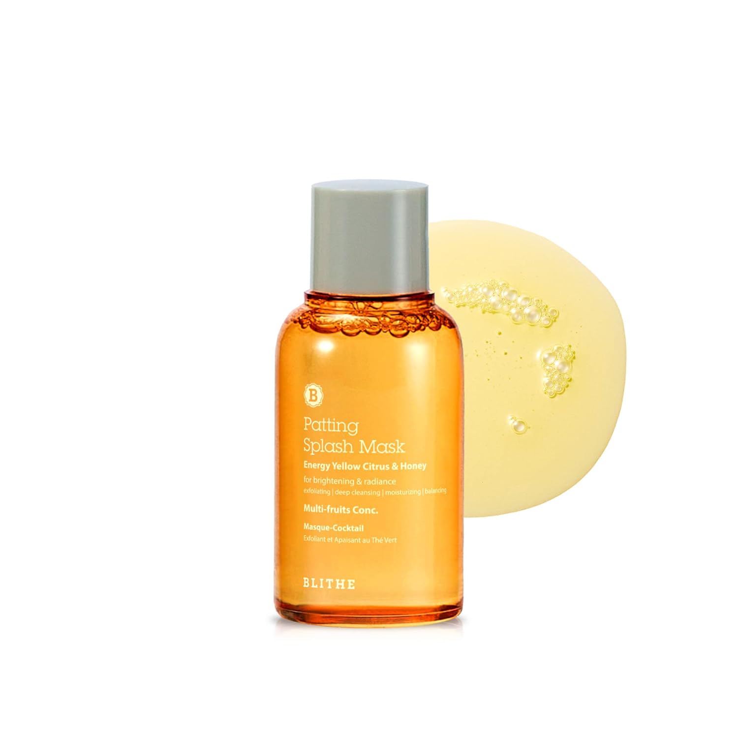 BLITHE Exfoliating Face Wash with AHA Yellow & Green Tea Mask - Lactic Acid Facial Wash Exfoliant with Green Tea for Pore Care, Yellow Citrus Honey Mask for Brightening