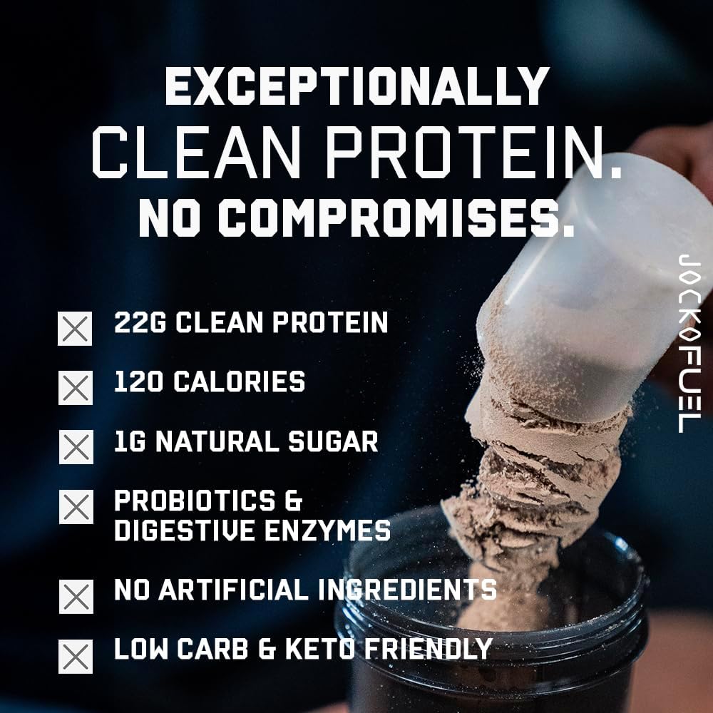 Jocko Fuel Whey Protein Powder, Vanilla Milkshake, 22g Protein, Digestive Enzymes + Probiotic Blend, No Sugar Added, with Essential Amino Acids + Electrolyte Minerals, 28 Servings