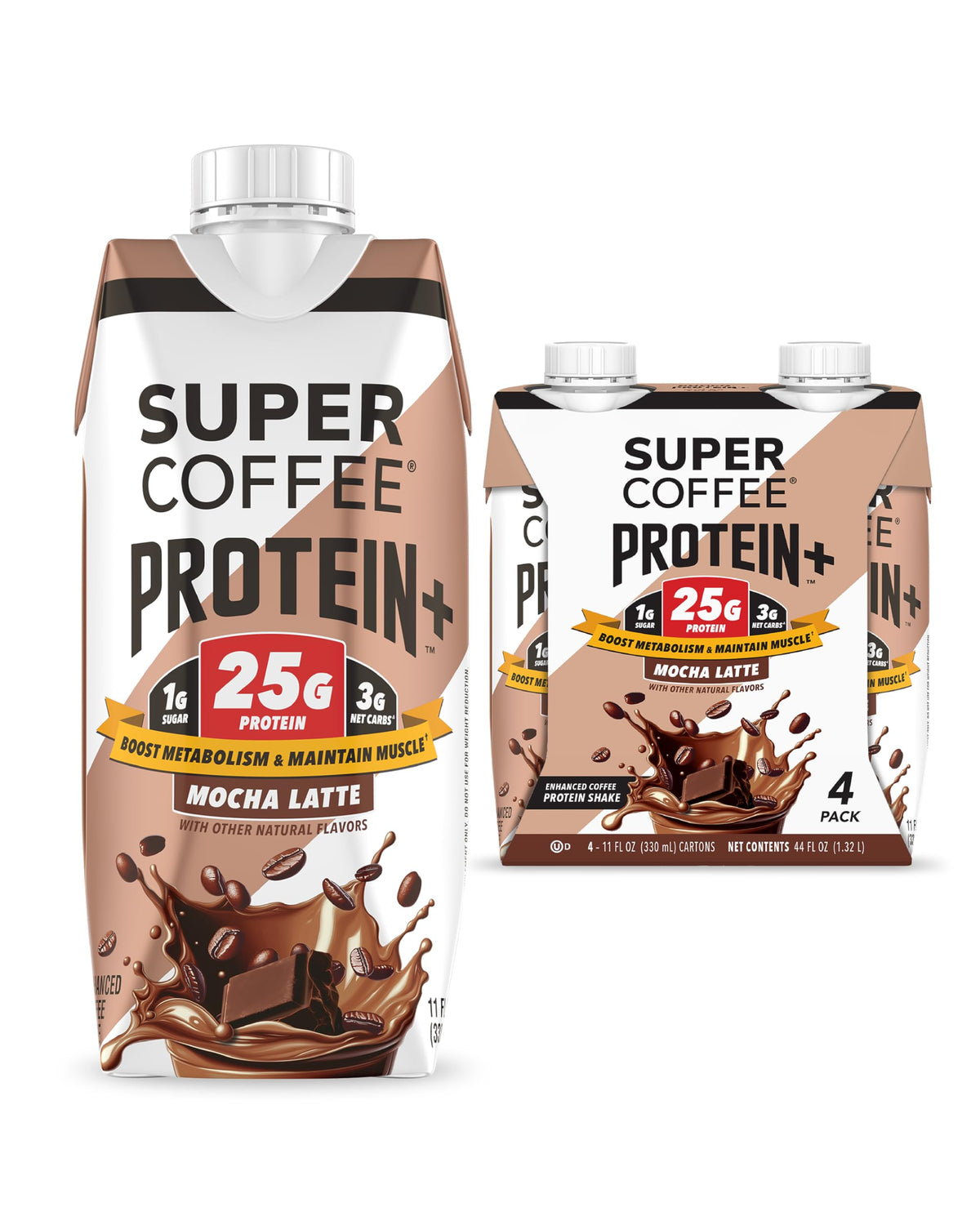 Super Coffee Protein+ Caffe Latte Protein Coffee 25g Protein 11oz 18Pk