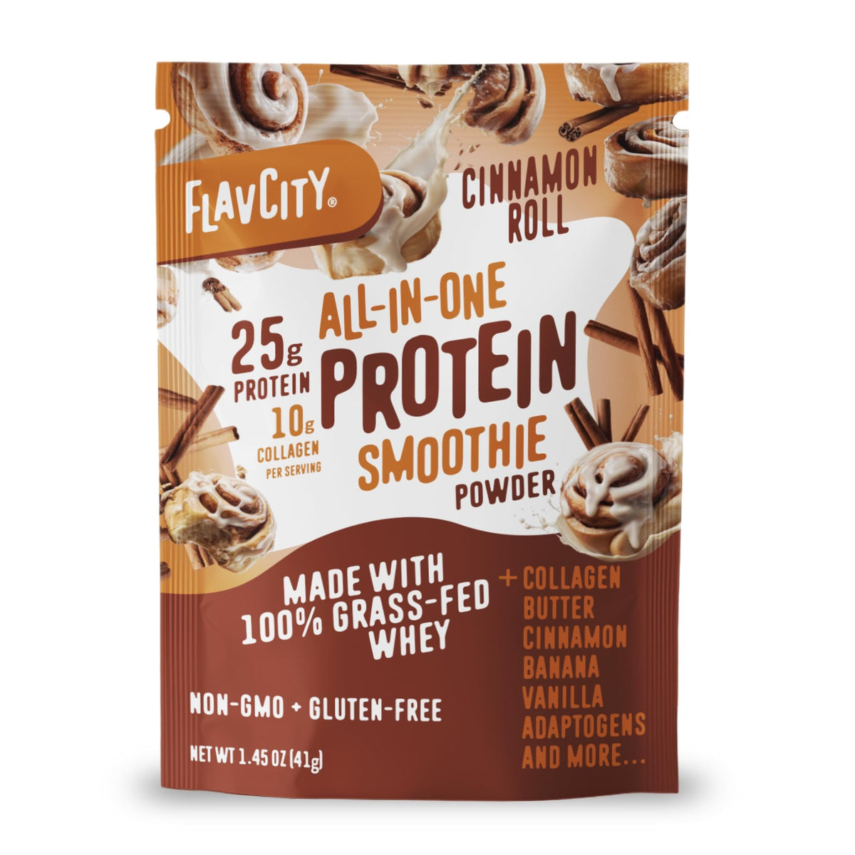 FlavCity Vanilla All in One Protein Shake Powder - On the Go Meal Alternative + Collagen Peptides, Reishi & Cordyceps - Focus, Skin, Hair & Joint Support - 100% Grass Fed Whey, 20 Servings
