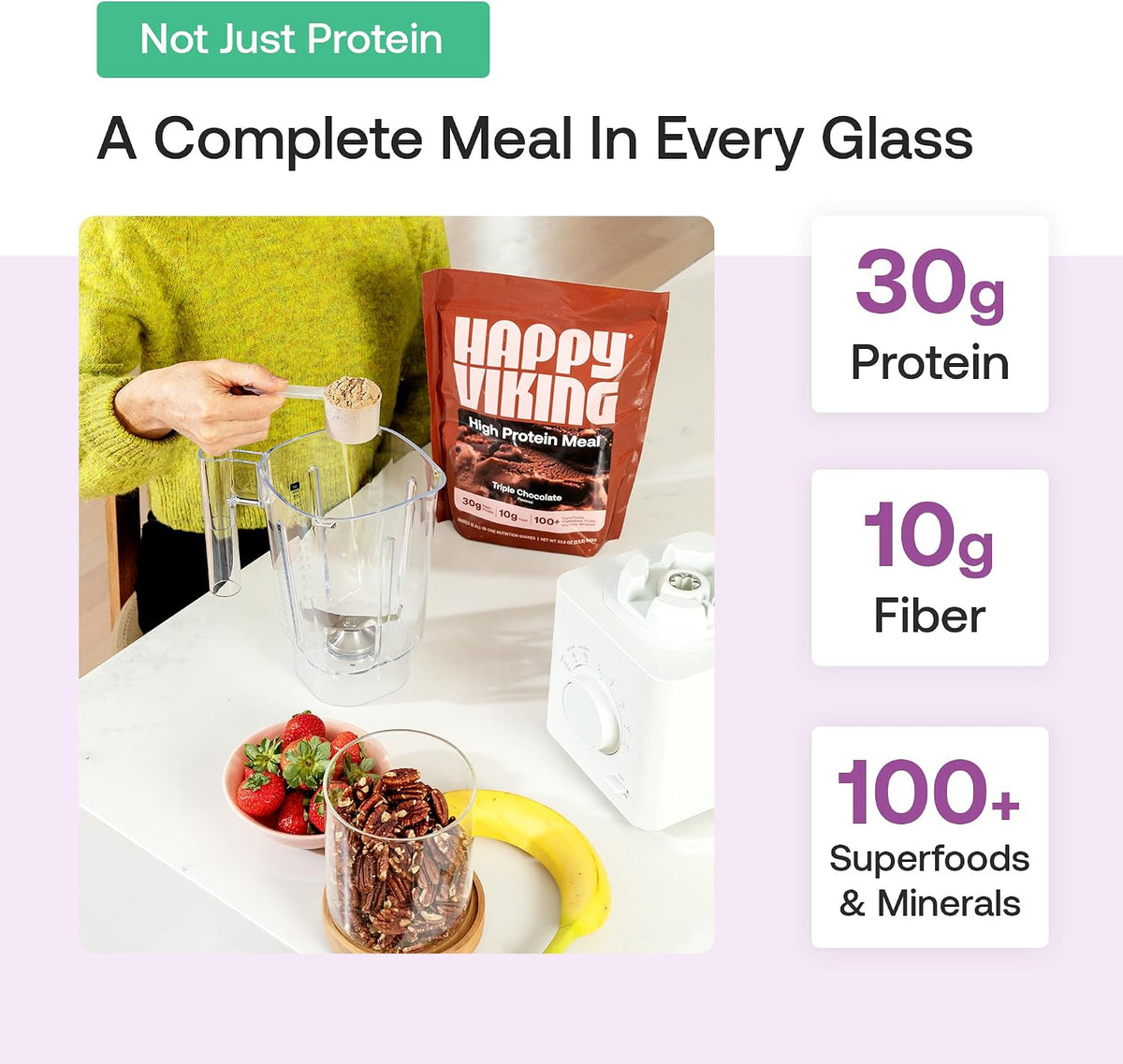 Happy Viking Plant-Based Vegan Protein Powder +100 Superfoods - Chocolate