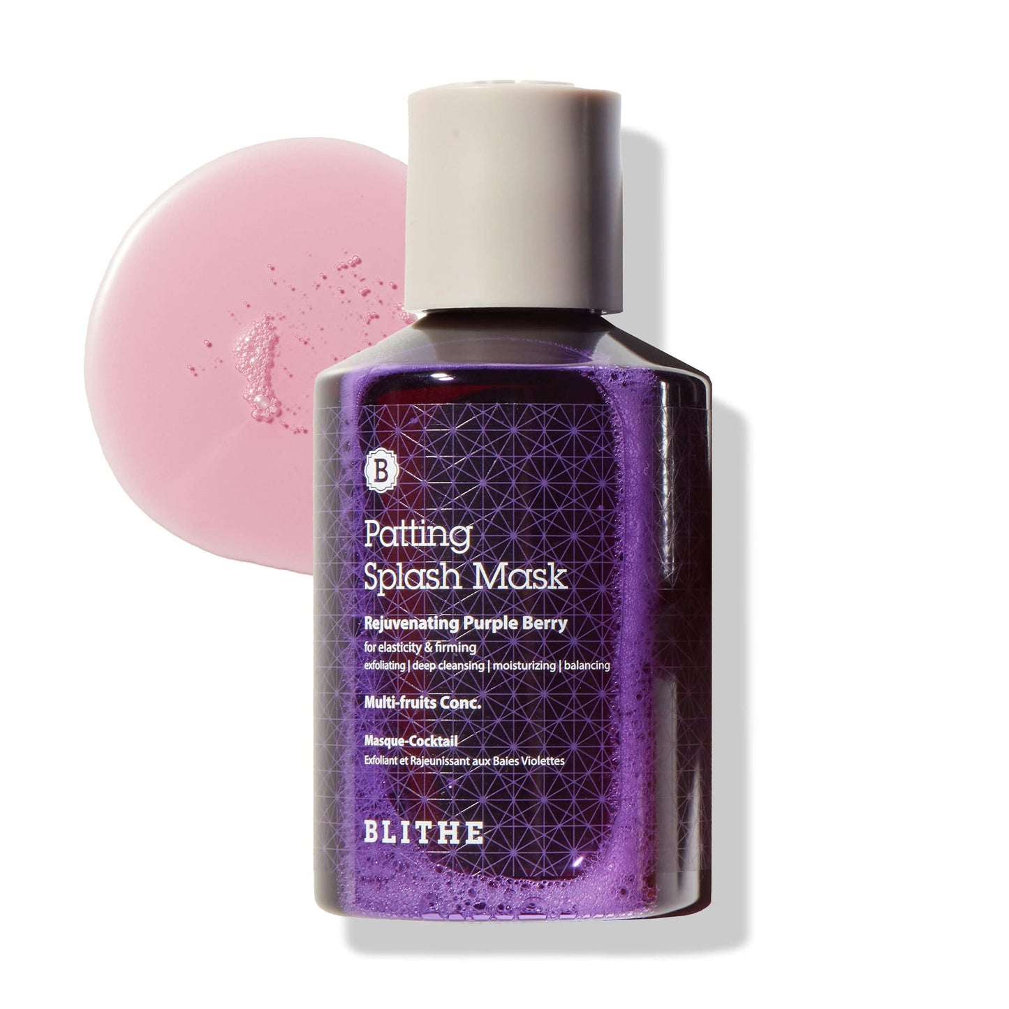 BLITHE Patting Splash Mask Face Exfoliator with Soothing & Healing Green Tea - Lactic Acid Exfoliating Face Wash for Acne Prone Skin, Vegan K Beauty Oil Controlling & Pore Clarifying 5.07 Fl Oz