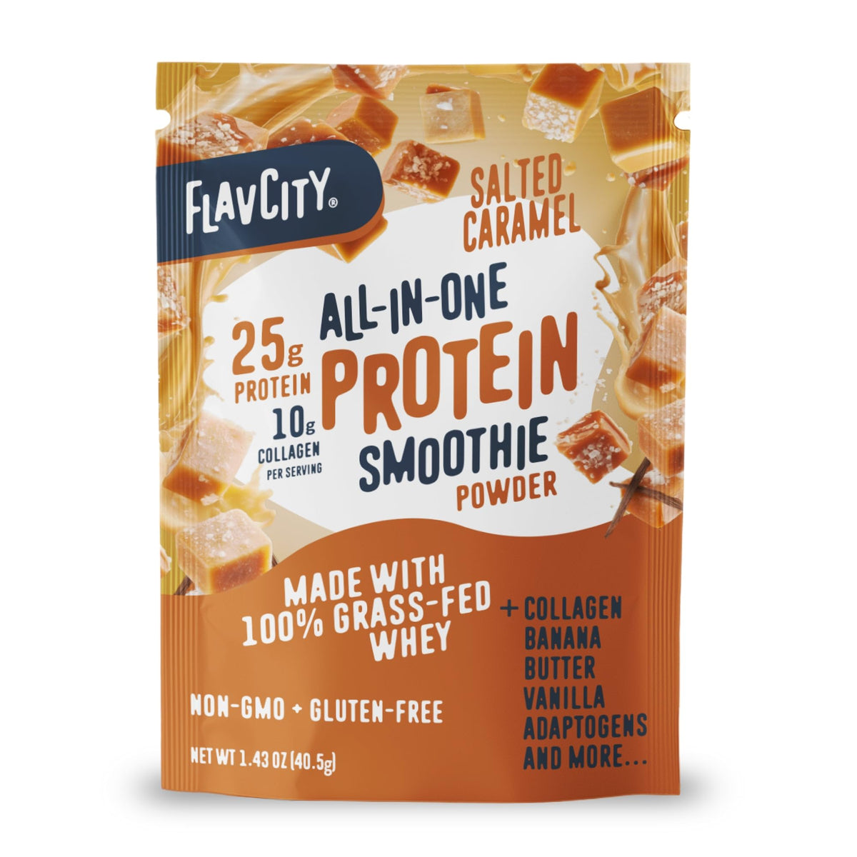 FlavCity Vanilla All in One Protein Shake Powder - On the Go Meal Alternative + Collagen Peptides, Reishi & Cordyceps - Focus, Skin, Hair & Joint Support - 100% Grass Fed Whey, 20 Servings