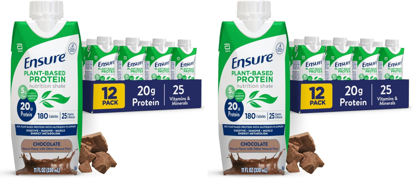 Ensure Plant-Based Vegan Protein Vanilla Nutrition Shake I Gluten-Free I Dairy-Free I Soy-Free Bottled Liquid Shake I 12 Pack