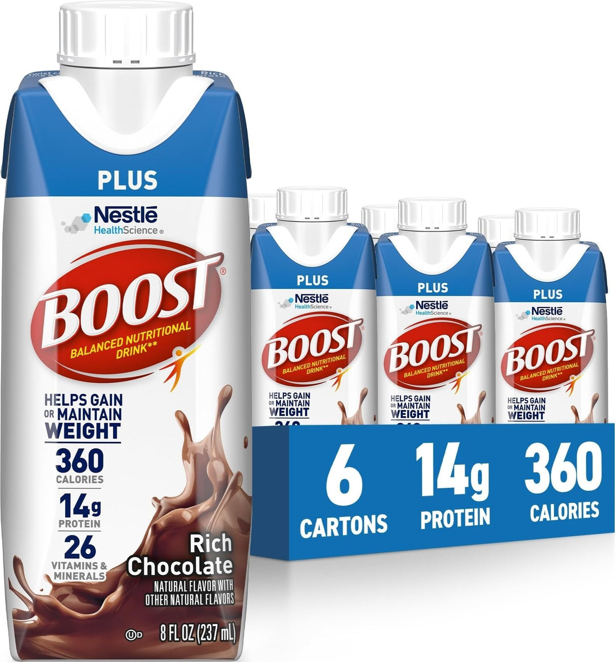 BOOST Plus Ready to Drink Nutritional Drink, Very Vanilla, 24 Pack