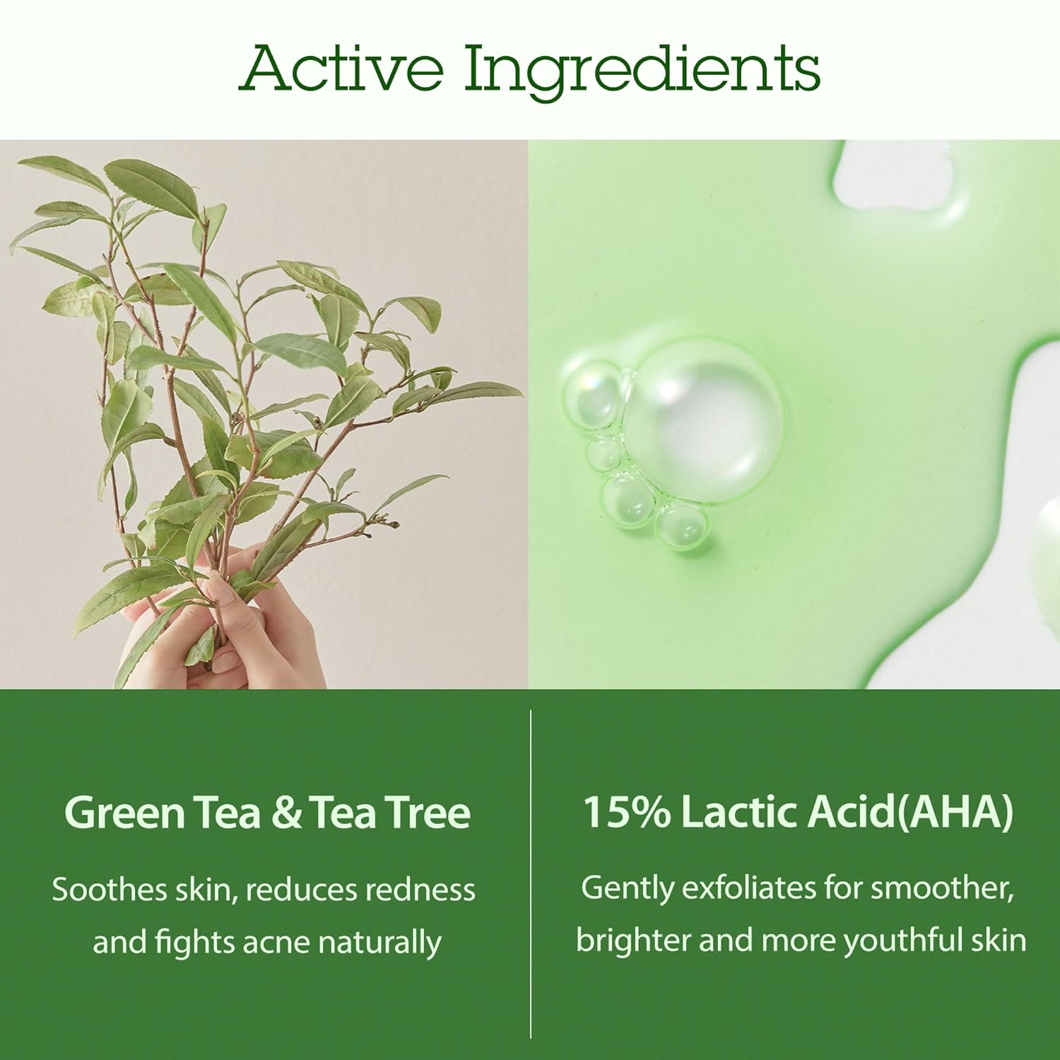 BLITHE Patting Splash Mask Face Exfoliator with Soothing & Healing Green Tea - Lactic Acid Exfoliating Face Wash for Acne Prone Skin, Vegan K Beauty Oil Controlling & Pore Clarifying 5.07 Fl Oz