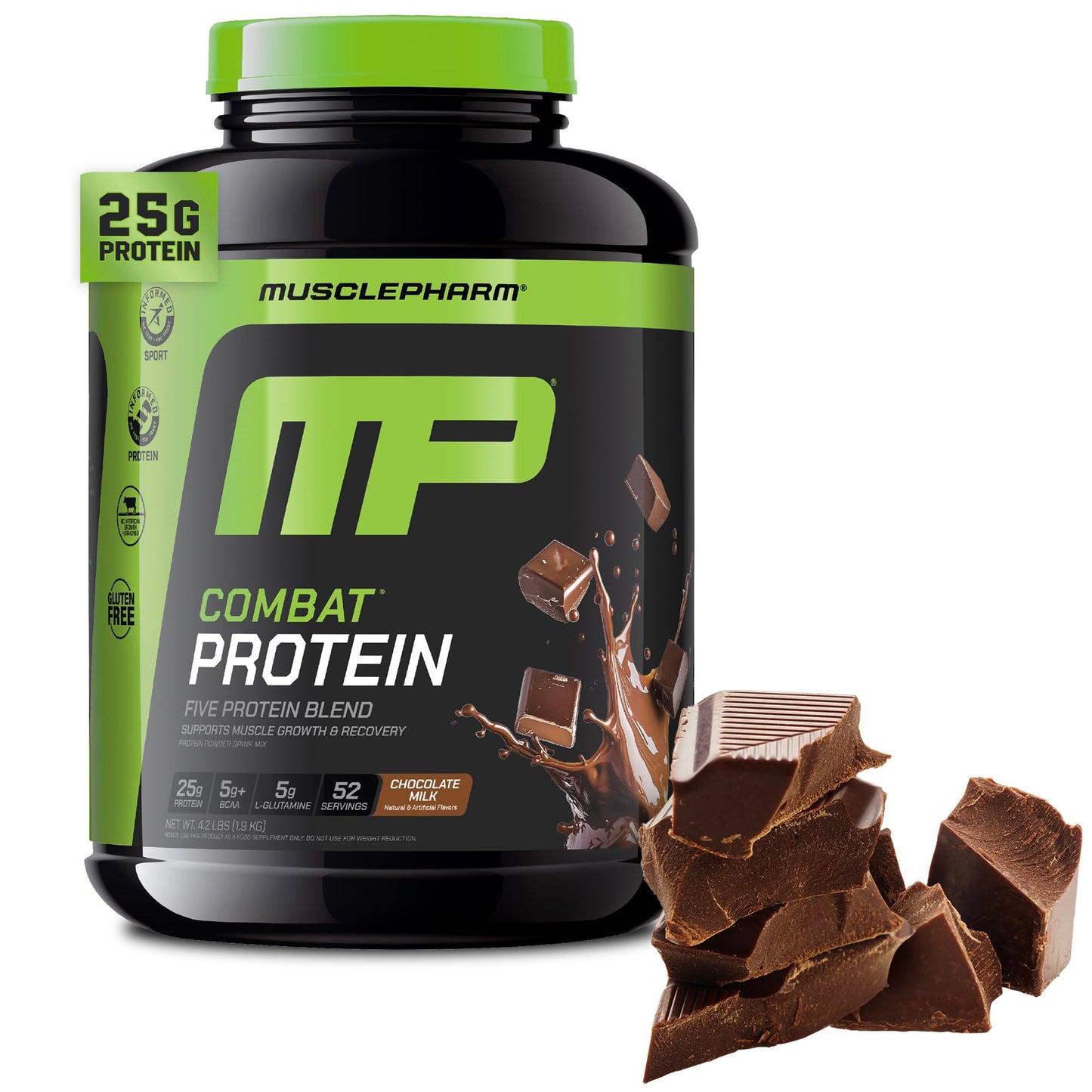 MusclePharm Combat Protein Powder, Cookies ‘N’ Cream Flavor, Fuels Muscles for Productive Workouts, 5 Protein Sources including Whey Protein Isolate & Egg Albumin, Gluten Free, 4 lb, 52 Servings
