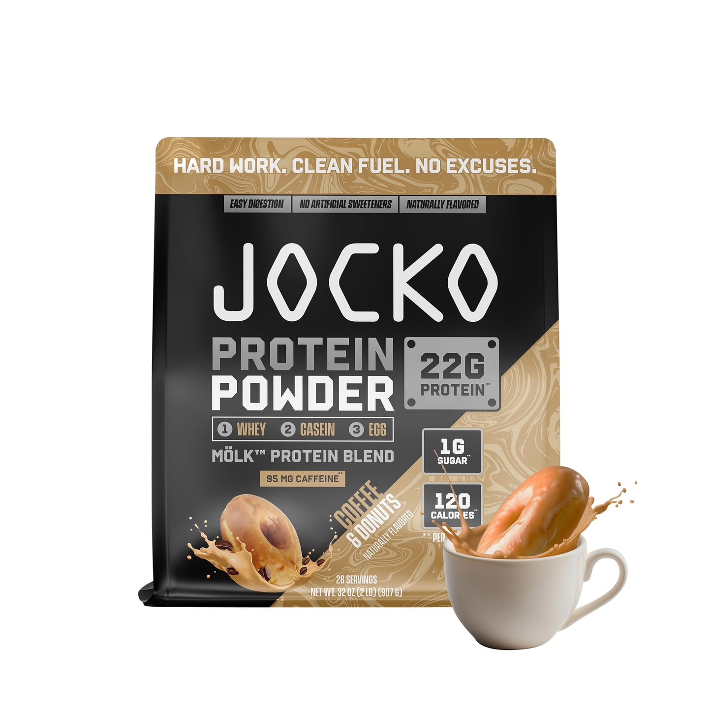 Jocko Fuel Whey Protein Powder, Vanilla Milkshake, 22g Protein, Digestive Enzymes + Probiotic Blend, No Sugar Added, with Essential Amino Acids + Electrolyte Minerals, 28 Servings