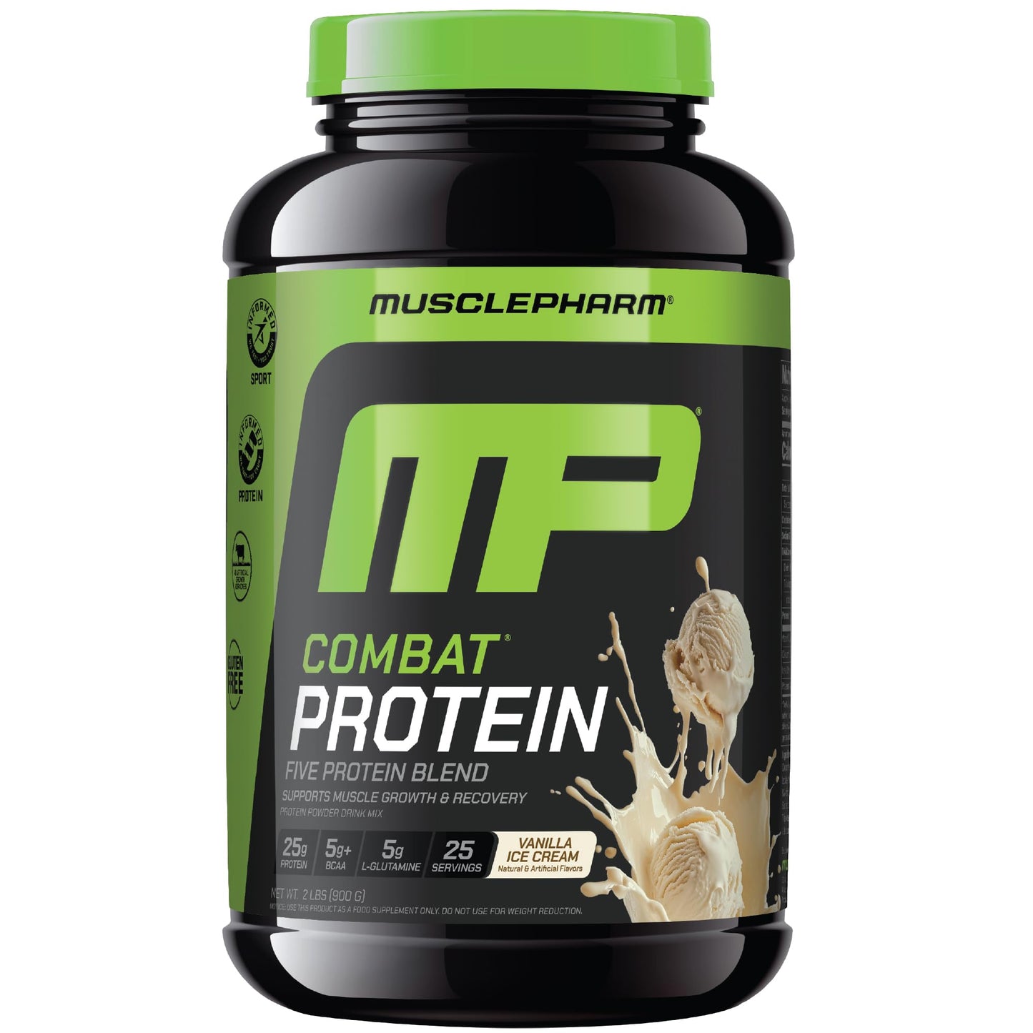 MusclePharm Combat Protein Powder, Cookies ‘N’ Cream Flavor, Fuels Muscles for Productive Workouts, 5 Protein Sources including Whey Protein Isolate & Egg Albumin, Gluten Free, 4 lb, 52 Servings