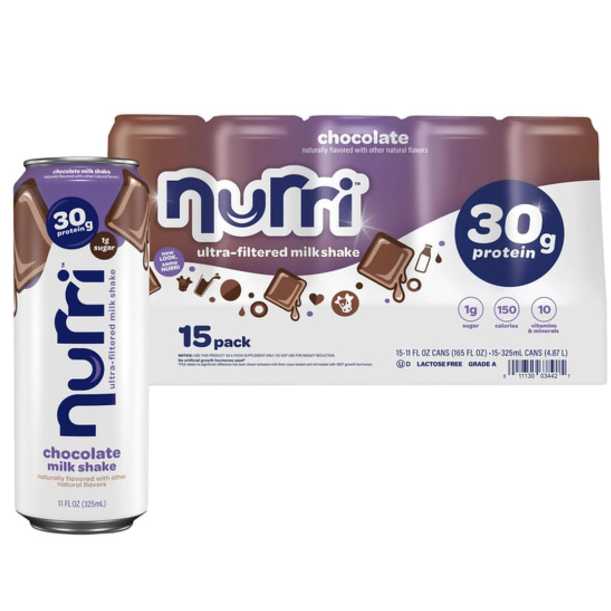 Nurri 30g Protein Shake, Chocolate Flavor, Ready to Drink Protein Beverage, Ultra Filtered Milk Shake, Low Sugar, 11 fl oz Bottles (15 Pack)