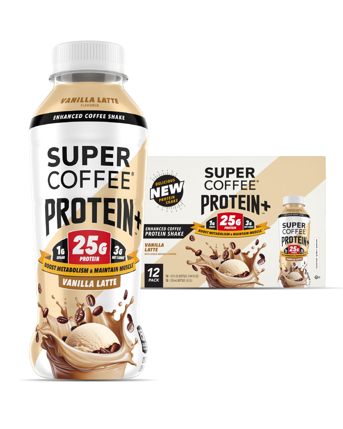 Super Coffee Protein+ Caffe Latte Protein Coffee 25g Protein 11oz 18Pk