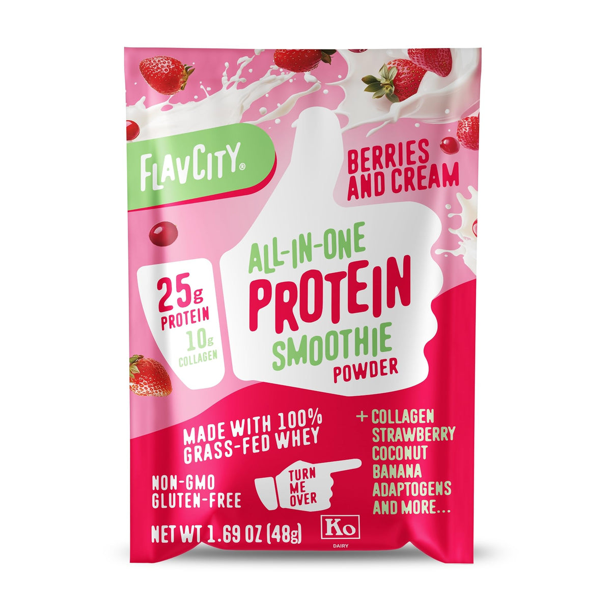 FlavCity Vanilla All in One Protein Shake Powder - On the Go Meal Alternative + Collagen Peptides, Reishi & Cordyceps - Focus, Skin, Hair & Joint Support - 100% Grass Fed Whey, 20 Servings