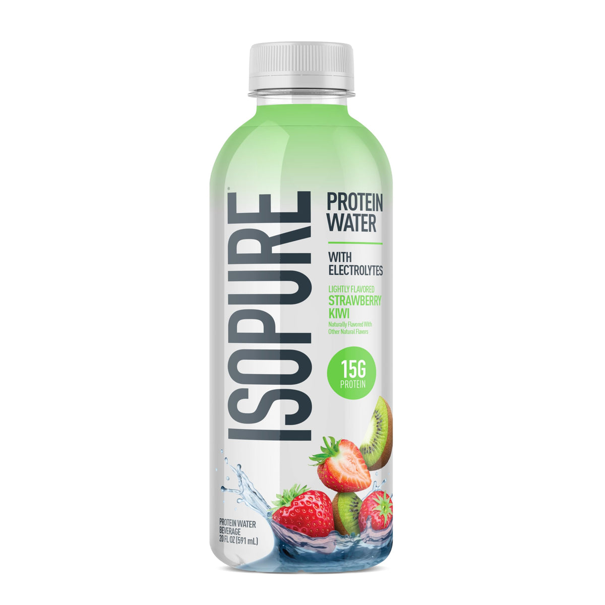 Isopure Clear Protein Water with Electrolytes, 15g Whey Protein Isolate, Zero Sugar, Unflavored, 20 fl oz Bottles, 12-Pack