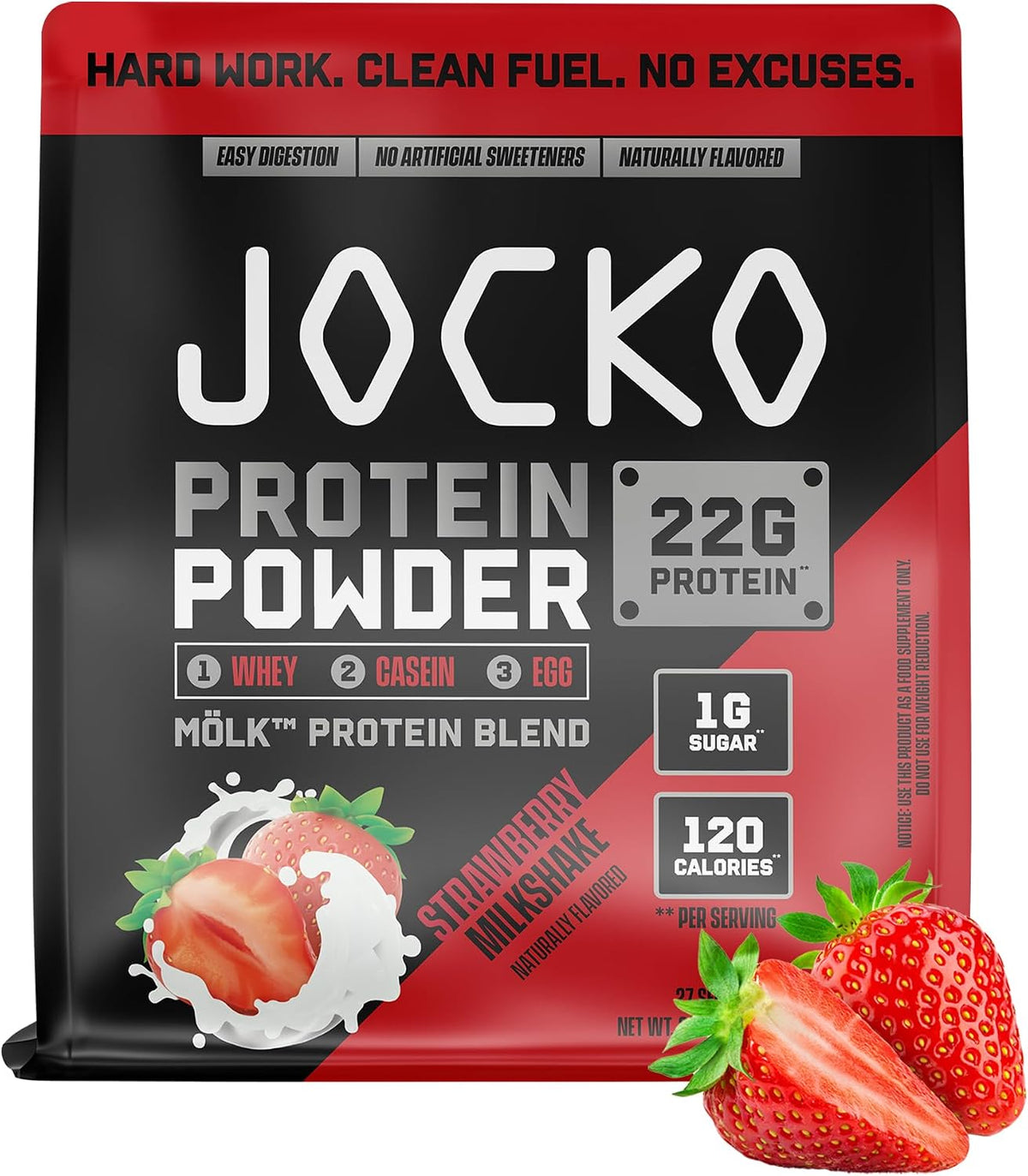 Jocko Fuel Whey Protein Powder, Strawberry Milkshake | 27 Servings