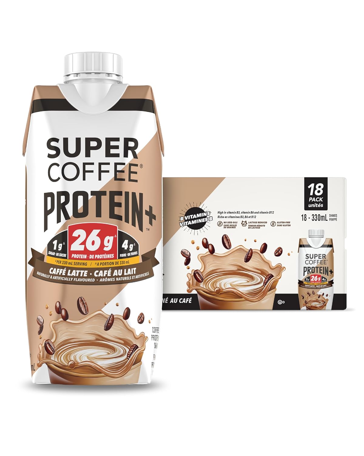 Super Coffee Protein+ Caffe Latte Protein Coffee 25g Protein 11oz 18Pk