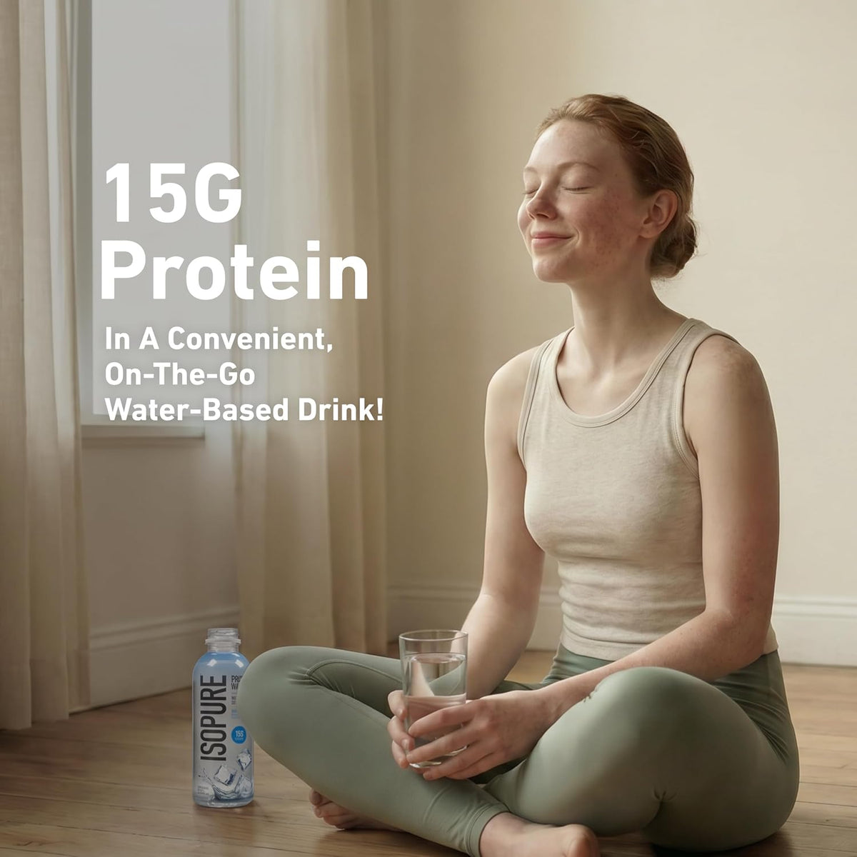 Isopure Clear Protein Water with Electrolytes, 15g Whey Protein Isolate, Zero Sugar, Unflavored, 20 fl oz Bottles, 12-Pack