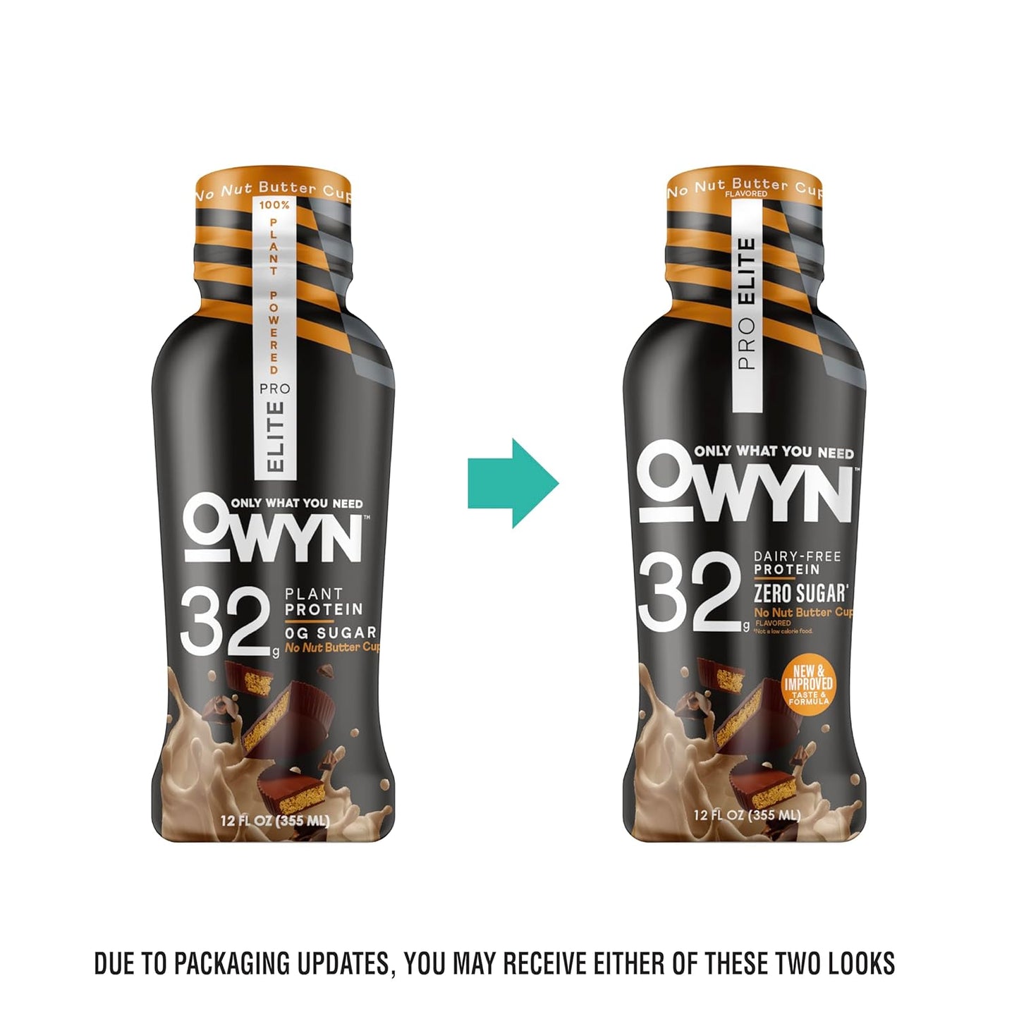 OWYN Only What You Need 32g No Nut Buttercup Flavored Protein Shake, 12 Ct | 32g Protein, Zero Sugar, 3g Fiber, Dairy Free, Plant Protein, Gluten Free, Individual 12fl oz Bottles