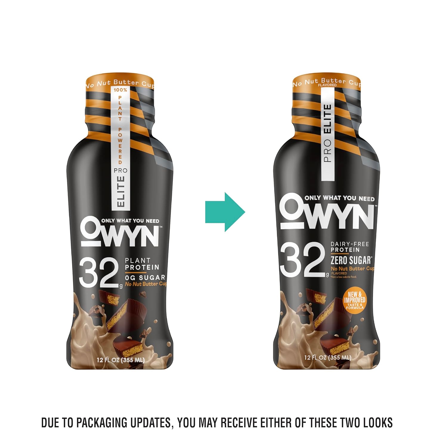 OWYN Only What You Need 32g No Nut Buttercup Flavored Protein Shake, 12 Ct | 32g Protein, Zero Sugar, 3g Fiber, Dairy Free, Plant Protein, Gluten Free, Individual 12fl oz Bottles