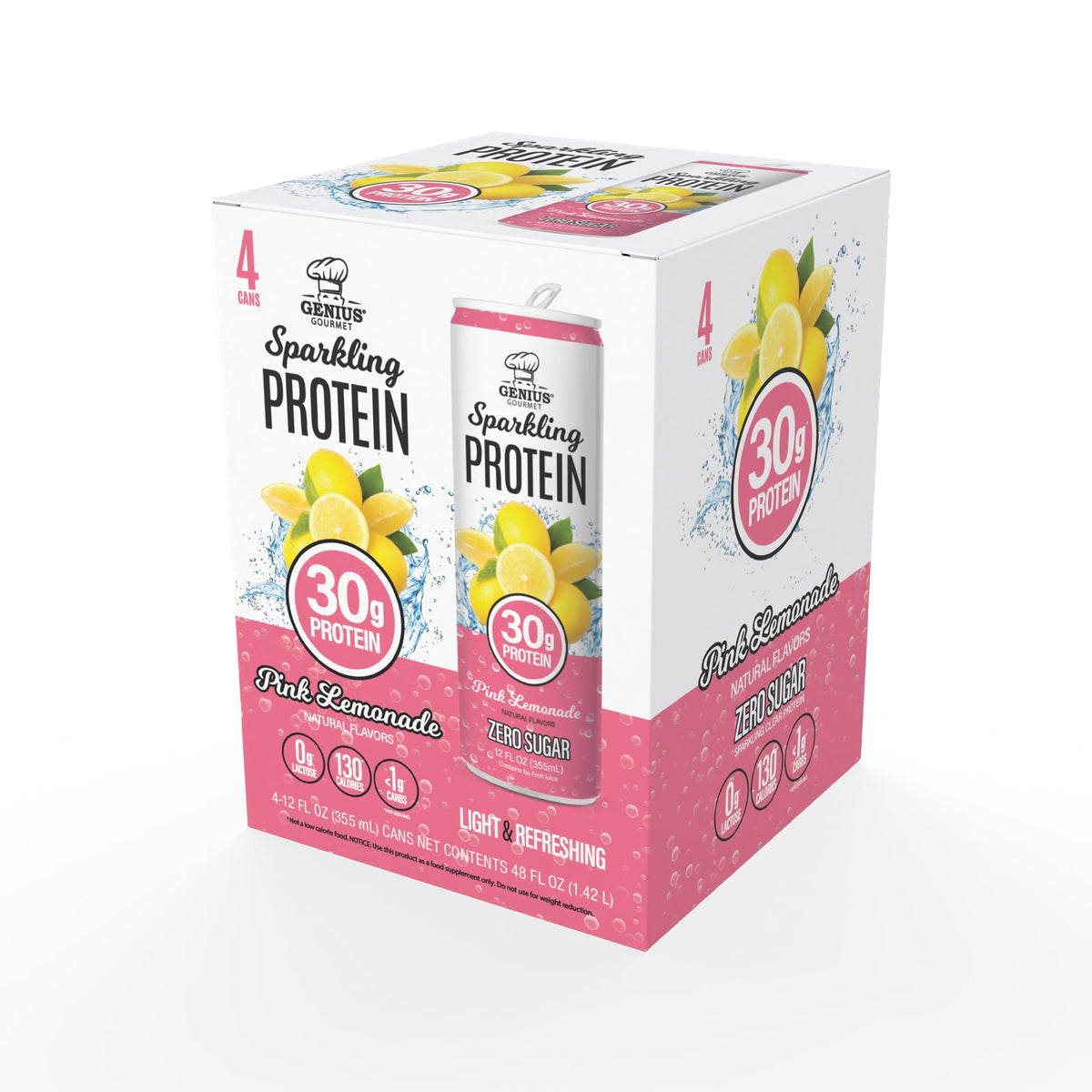 Genius Gourmet Clear Protein Sparkling Water Blue Raspberry Lemonade, 18 CT