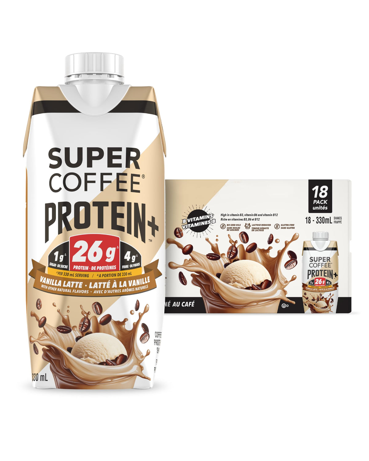 Super Coffee Protein+ Caffe Latte Protein Coffee 25g Protein 11oz 18Pk