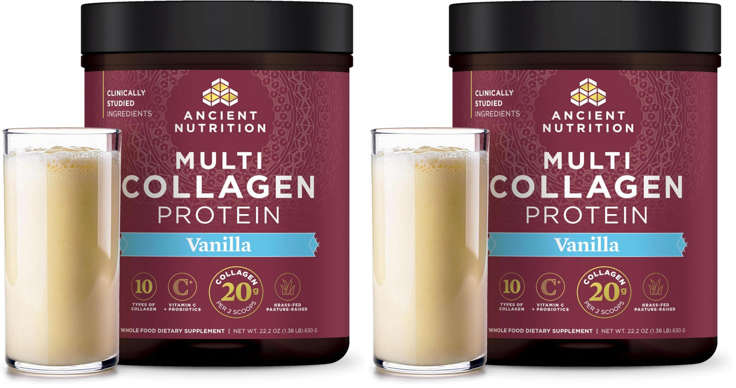 Ancient Nutrition Collagen Peptides Powder, Multi Collagen Protein, Women & Men, Vitamin C, Probiotics, Hydrolyzed Collagen, Supports Skin, Joints, Gut Health, Unflavored (40 Servings)