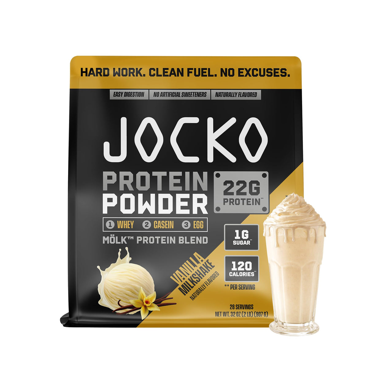Jocko Fuel Whey Protein Powder, Strawberry Milkshake | 27 Servings