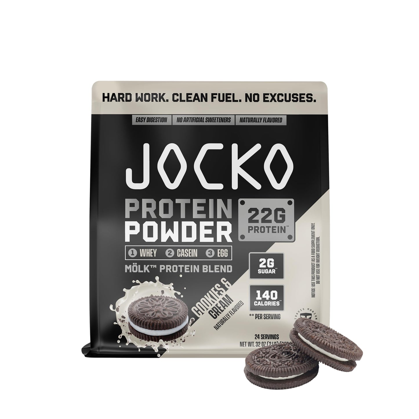 Jocko Fuel Whey Protein Powder, Vanilla Milkshake, 22g Protein, Digestive Enzymes + Probiotic Blend, No Sugar Added, with Essential Amino Acids + Electrolyte Minerals, 28 Servings