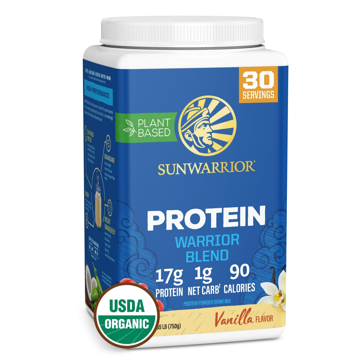 Organic Plant Based Protein Powder | Vegan Organic Protein Powder Vanilla Flavored with BCAA Amino Acids & Hemp Seed Pea Blend | Non-GMO Soy Dairy Filler & Gluten Free (Vanilla, 90 Servings)