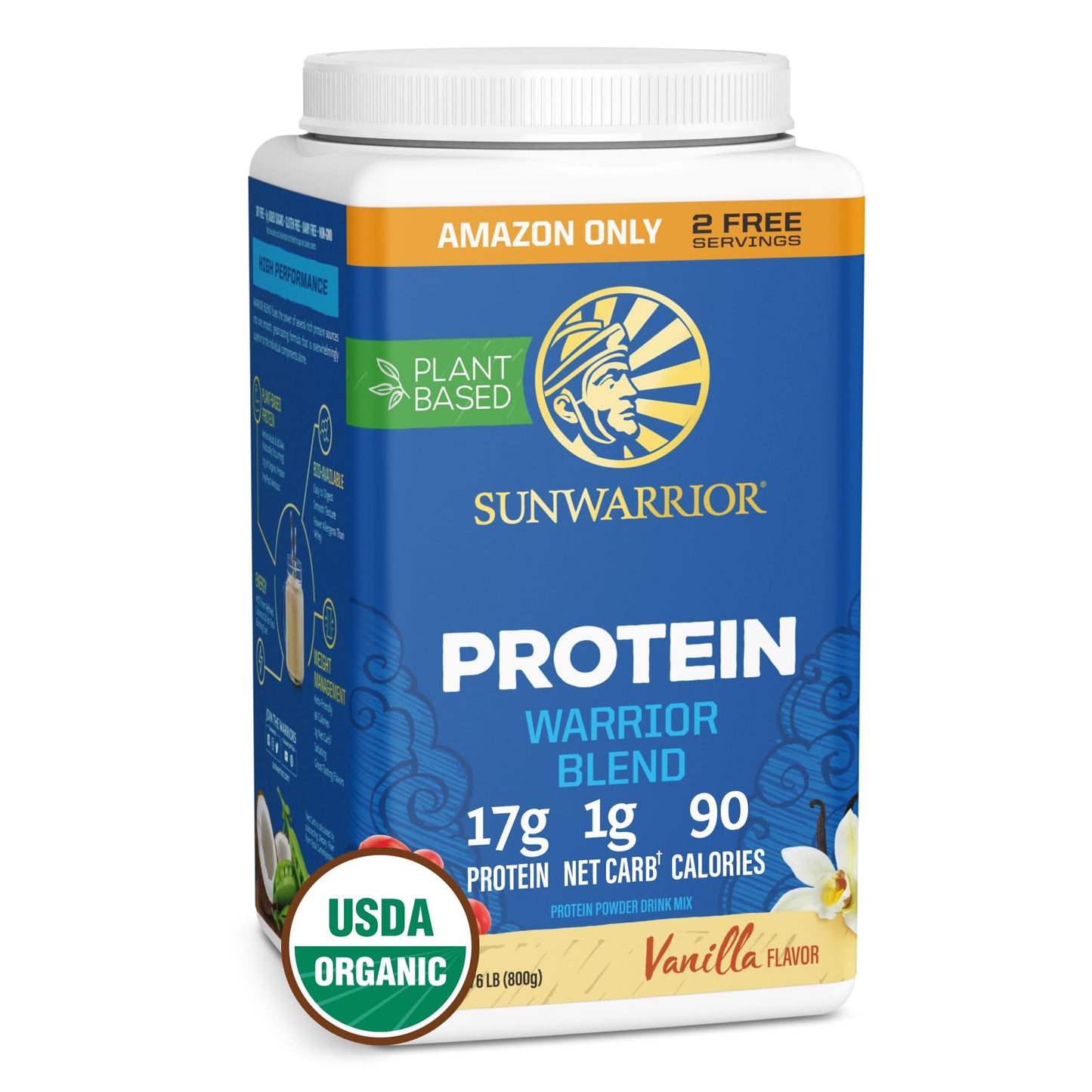 Organic Plant Based Protein Powder | Vegan Organic Protein Powder Vanilla Flavored with BCAA Amino Acids & Hemp Seed Pea Blend | Non-GMO Soy Dairy Filler & Gluten Free (Vanilla, 90 Servings)