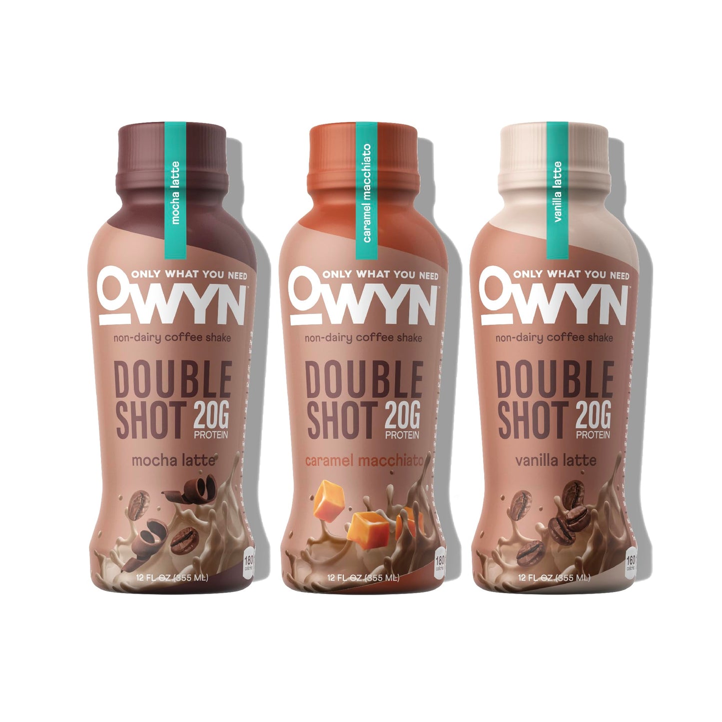 OWYN Only What You Need Vanilla Latte Flavored 20g Protein Shake, 12 Ct | 20g Protein, Zero Sugar, 180mg Caffeine, Dairy Free, Plant Protein, Gluten Free, Individual 12fl oz Bottles