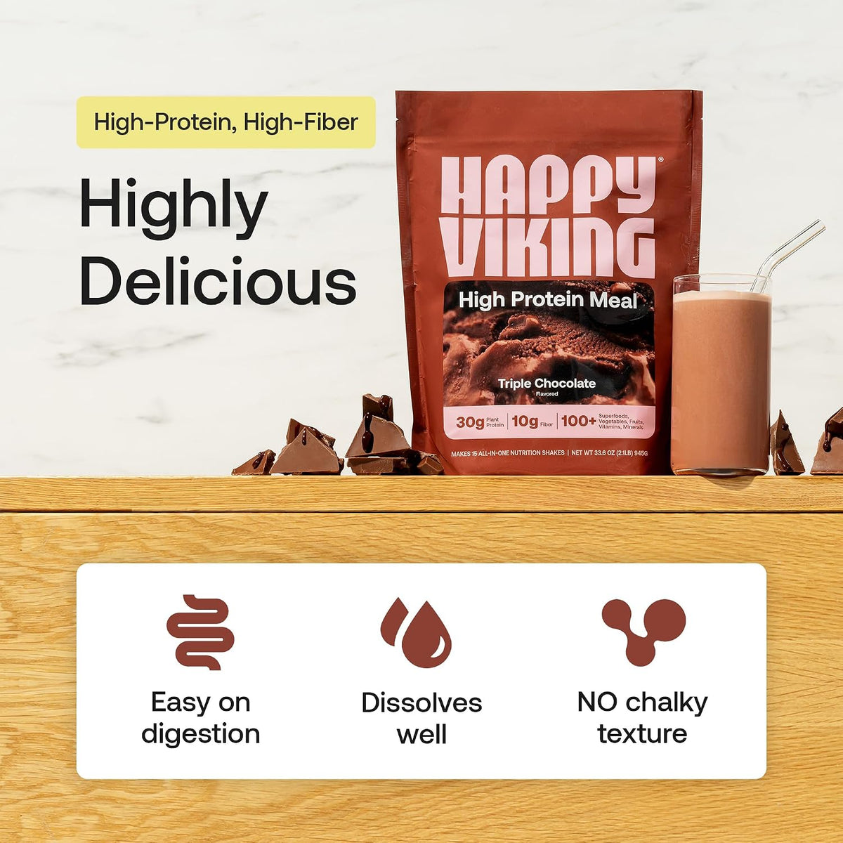 Happy Viking Plant-Based Vegan Protein Powder +100 Superfoods - Chocolate