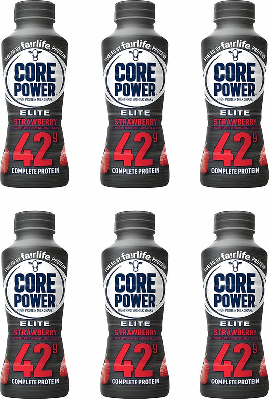 Fairlife Core Power Protein Shake, Natural Flavor Ready to Drink Protein Shake, The best Strawberry Protein Shakes, 14 fl oz , 42gm (Strawberry flavor, Pack of 6 Bottles) protein, beverages, fairlife protein strawberries
