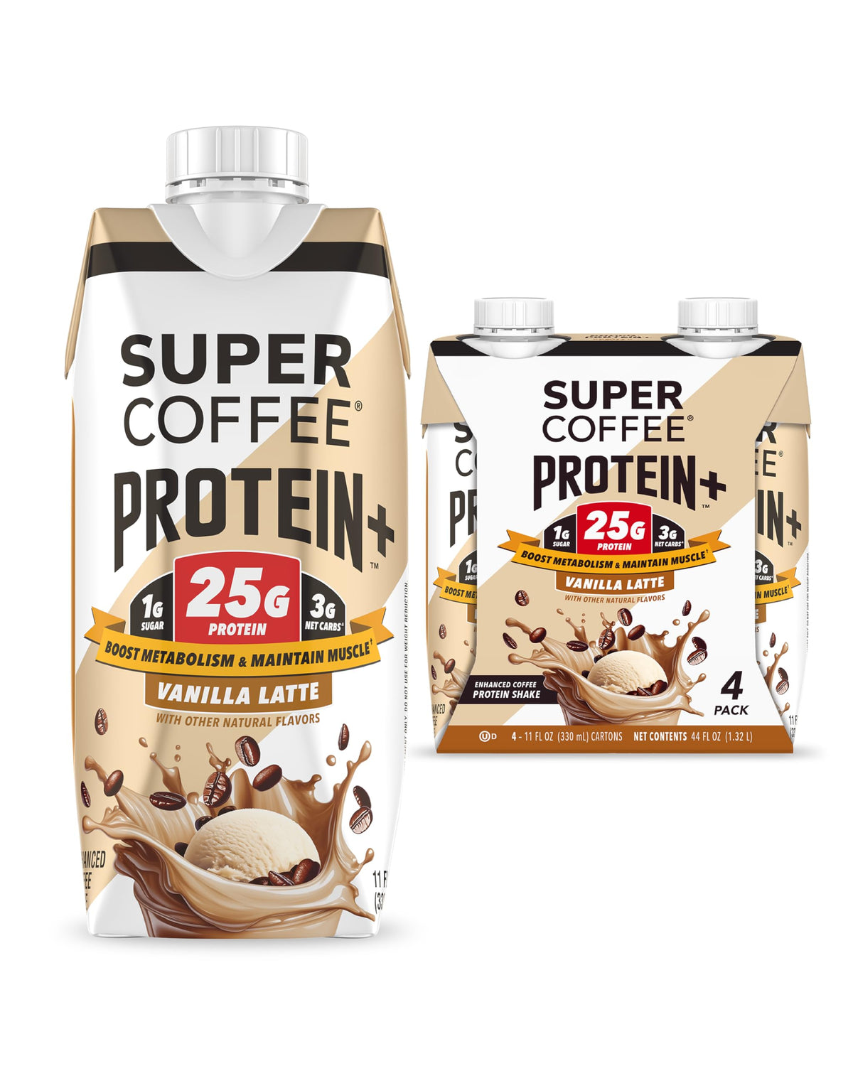 Super Coffee Protein+ Caffe Latte Protein Coffee 25g Protein 11oz 18Pk