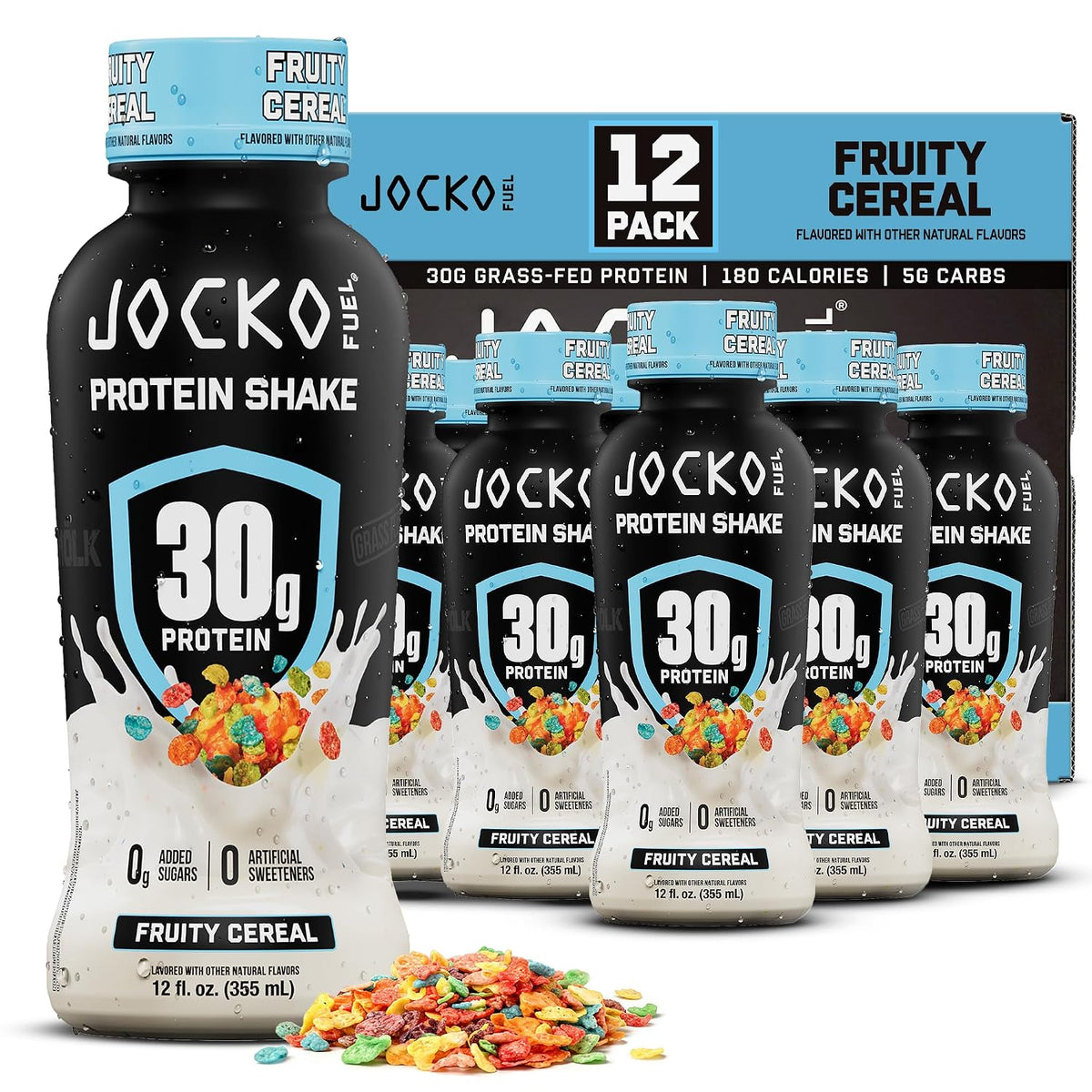 Jocko Fuel High Protein Shakes, Fruity Cereal, 12 fl oz | 12 Pack