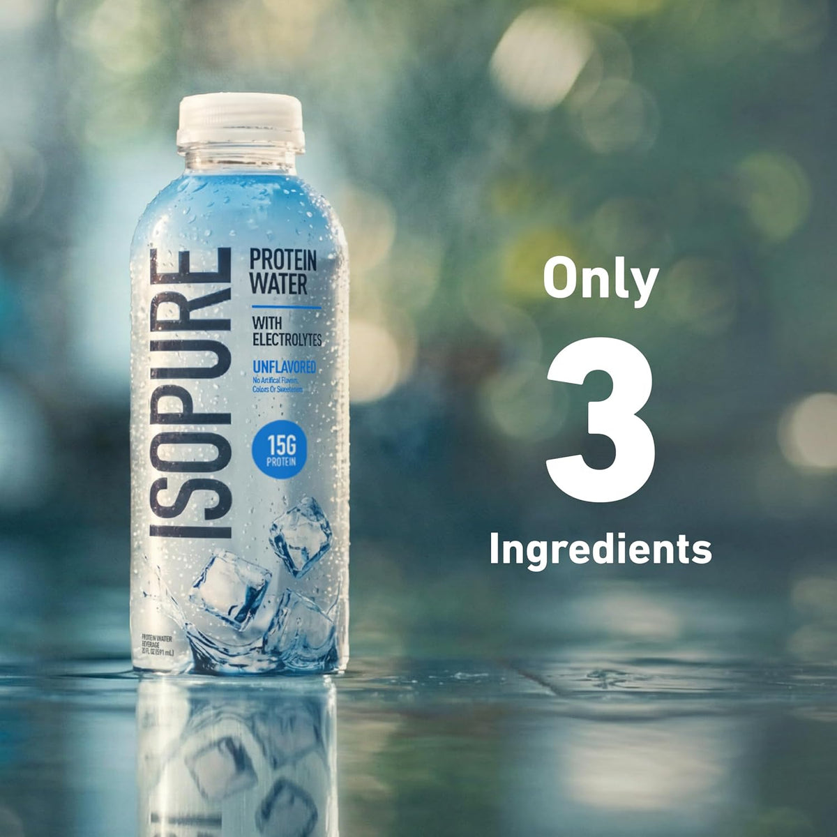 Isopure Clear Protein Water with Electrolytes, 15g Whey Protein Isolate, Zero Sugar, Unflavored, 20 fl oz Bottles, 12-Pack